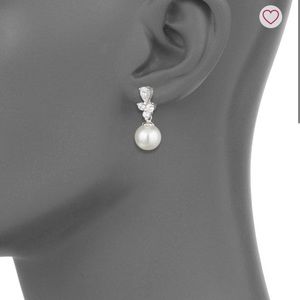 Majorica 10mm white pearl/crystal drop earrings